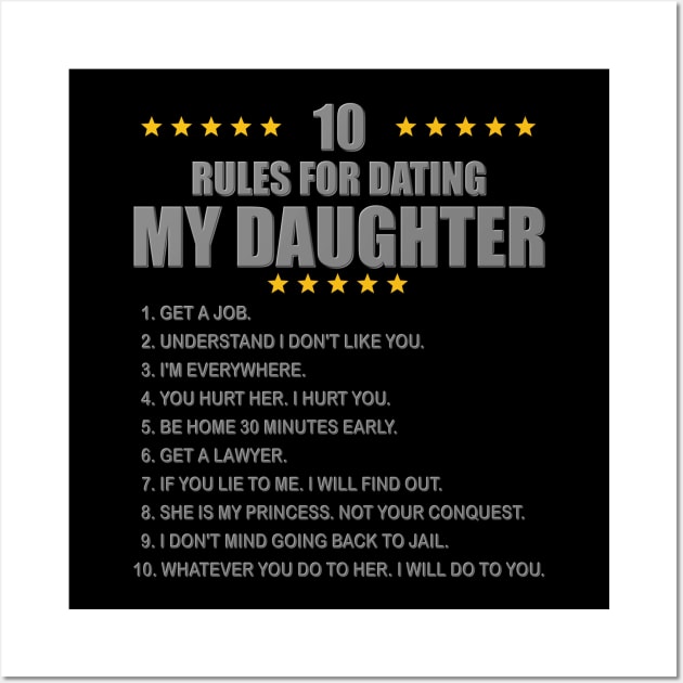Rules For Dating My Daughter, Happy Fathers Day, Ten 10 Rules Dating Daughter, Funny Fathers Day, Fathers Day Gift Idea, Daughter and Father, Father and Daughter, Wall Art by DESIGN SPOTLIGHT